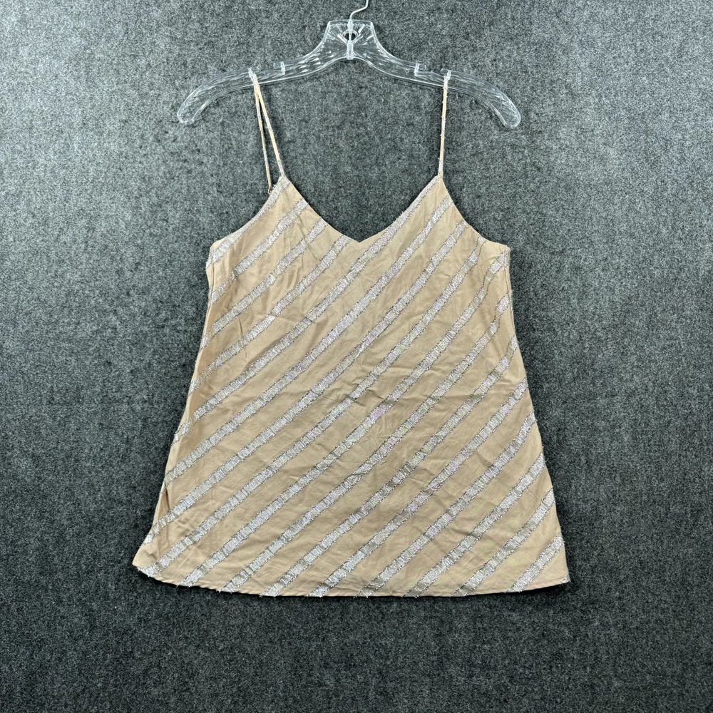 Current Air Anthropologie Tank Top Women's Extra Small Brown Sparkling Spaghetti